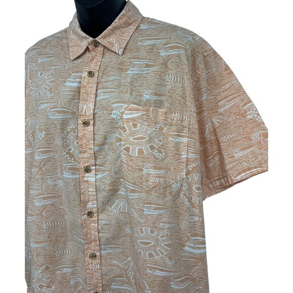 Cooke Street Honolulu Mens Short Sleeve Button Medium M Hawaiian Tribal EUC - Picture 3 of 8